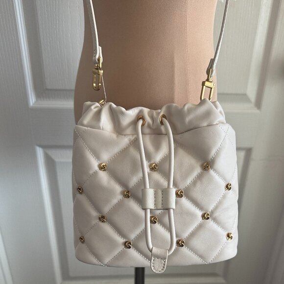 Ted Baker London Jenny Floral Stud Satchel Top Handle Crossbody White - Picture 5 of 12